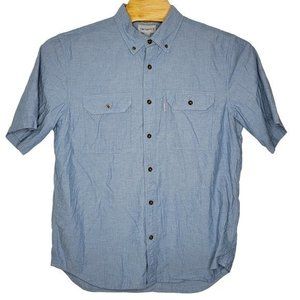Carhartt Large Blue Short Sleeve Button Front Relaxed Fit Men's‎ Shirt